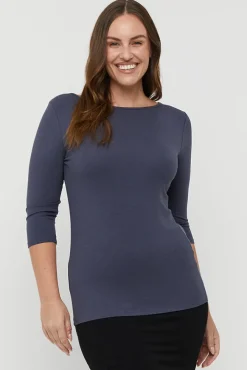 Ada Bamboo Boat Neck Top - Storm