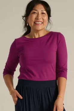 Ada Bamboo Boat Neck Top - Berry