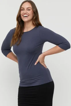 Ada Bamboo Boat Neck Top - Storm