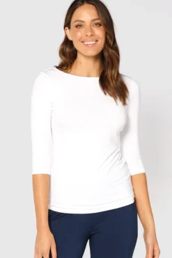 Ada Bamboo Boatneck Top - White