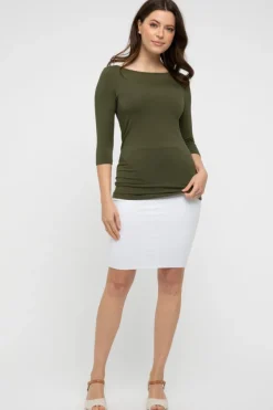 Ada Bamboo Boatneck Top - Dark Olive