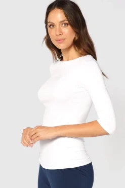 Ada Bamboo Boatneck Top - White