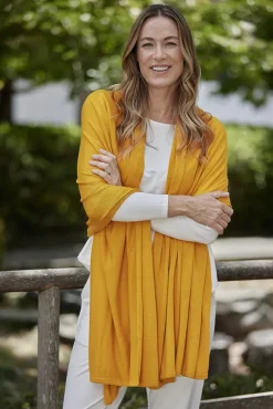 Bamboo & Recycled Cashmere Wool Travel Wrap - Mustard