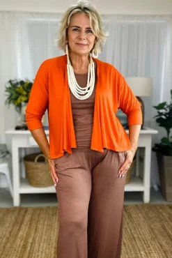 Bamboo Drape Cardi - Flame