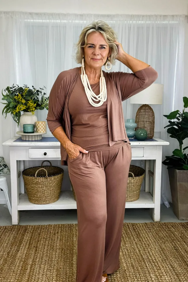Bamboo Drape Cardi - Mousse