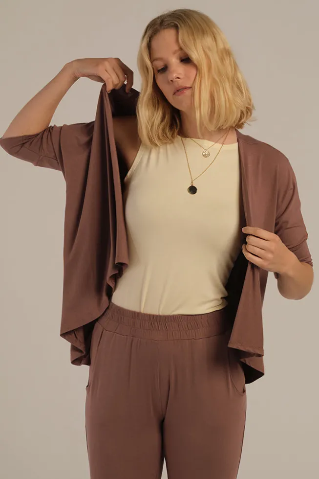 Bamboo Drape Cardi - Mousse
