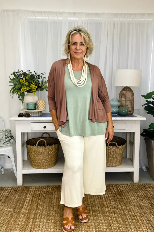 Bamboo Drape Cardi - Mousse
