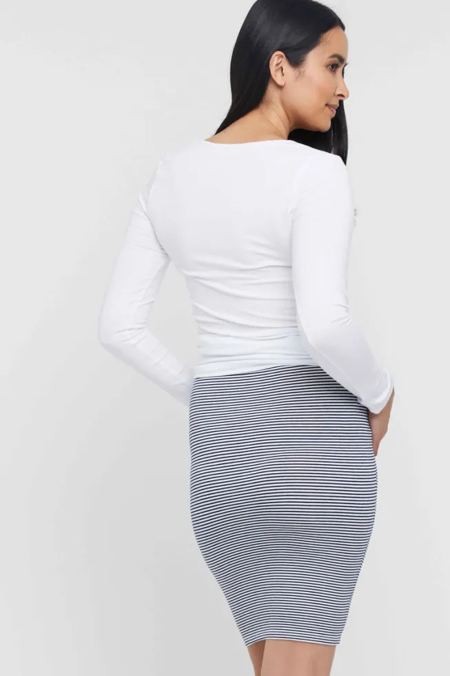Bamboo Maternity Tube Skirt - Thin Stripe