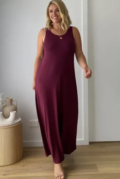 Bamboo Maxi Dress - Burgundy