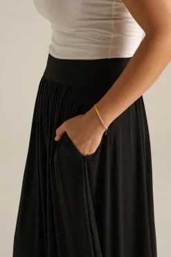 Bamboo Midi Skirt - Black