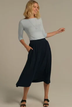 Bamboo Midi Skirt - Dark Navy