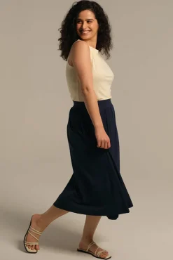 Bamboo Midi Skirt - Dark Navy