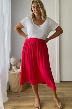 Bamboo Midi Skirt - Magenta