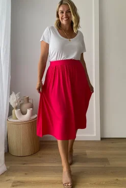 Bamboo Midi Skirt - Magenta
