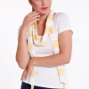 Bamboo Scarf/Sash - White/Yellow Stripe