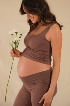 Bamboo Scoop Maternity Singlet - Mousse