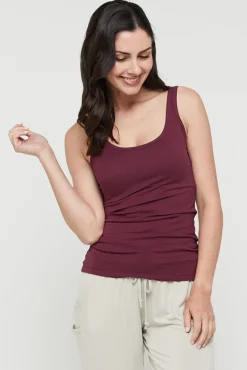 Bamboo Scoop Singlet - Burgundy