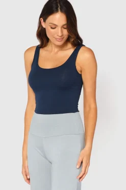 Bamboo Scoop Singlet - Navy