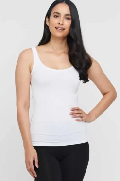 Bamboo Scoop Singlet - White