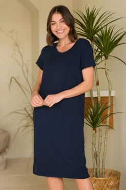 Bamboo T-Shirt Dress - Dark Navy