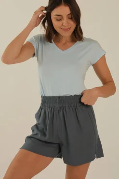 Belle V Neck Tee - Powder Blue