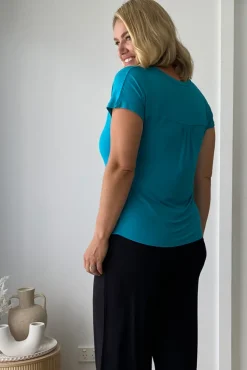 Belle V Neck Tee - Teal