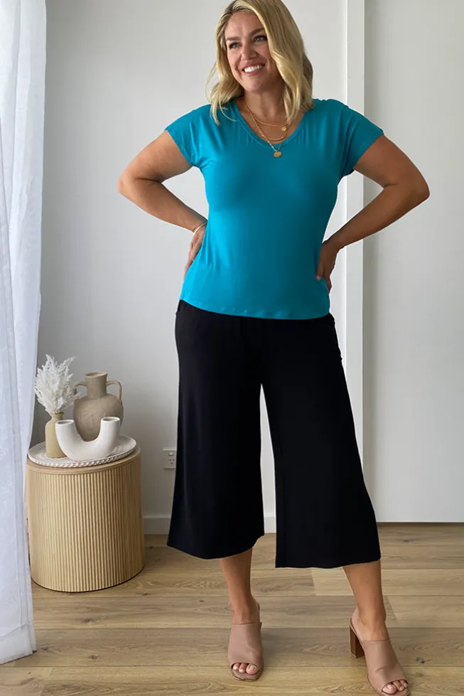 Belle V Neck Tee - Teal