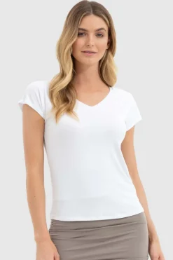 Belle V Neck Tee - White