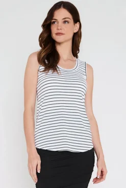 Classic Scoop Singlet - White & Black Stripe