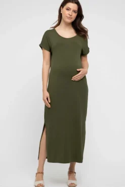Elsie Maternity Dress - Dark Olive