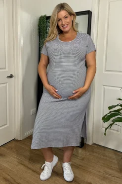 Elsie Maternity Dress - Thin Stripe