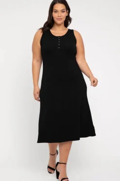 Henley Tank Dress - Black
