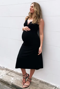 Henley Tank Maternity Dress - Black