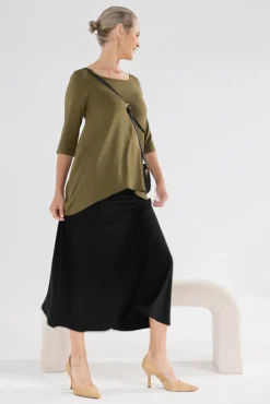 Hi Lo Hem Top - Dark Olive