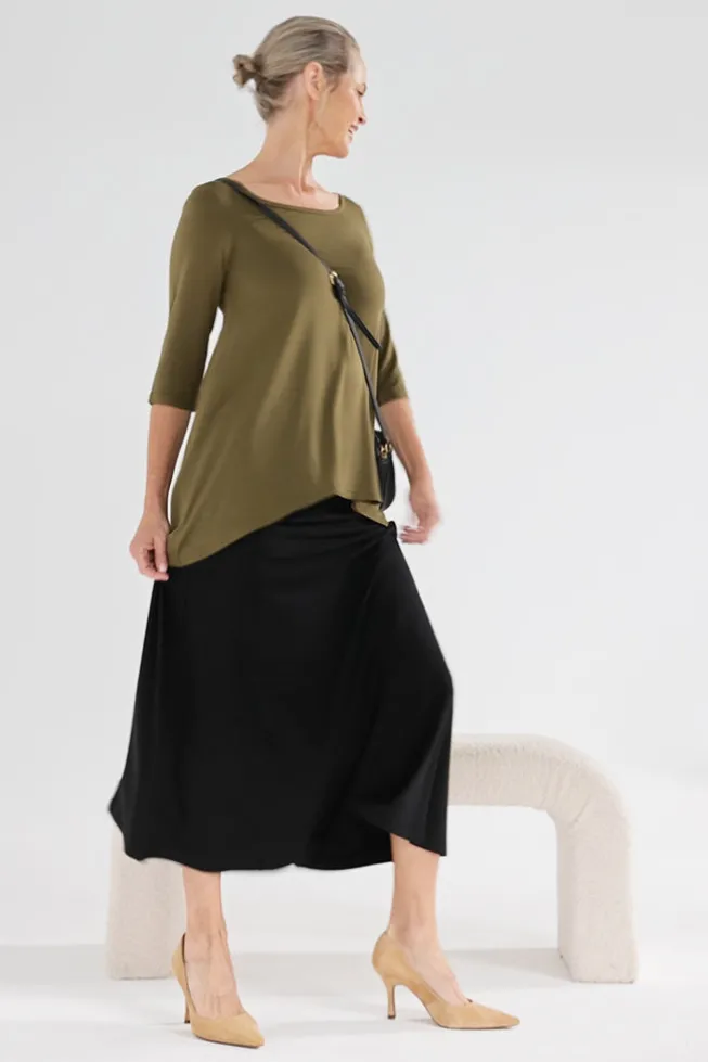 Hi Lo Hem Top - Dark Olive