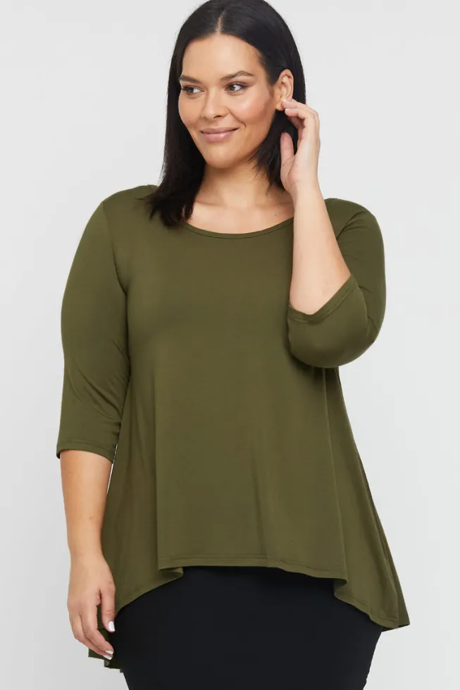 Hi Lo Hem Top - Dark Olive