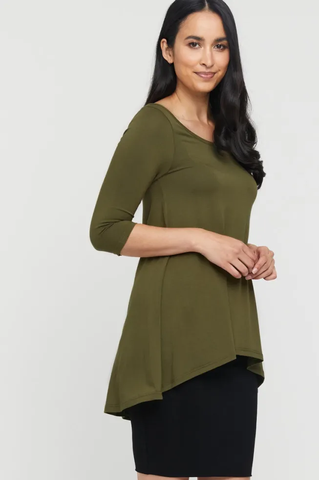 Hi Lo Hem Top - Dark Olive