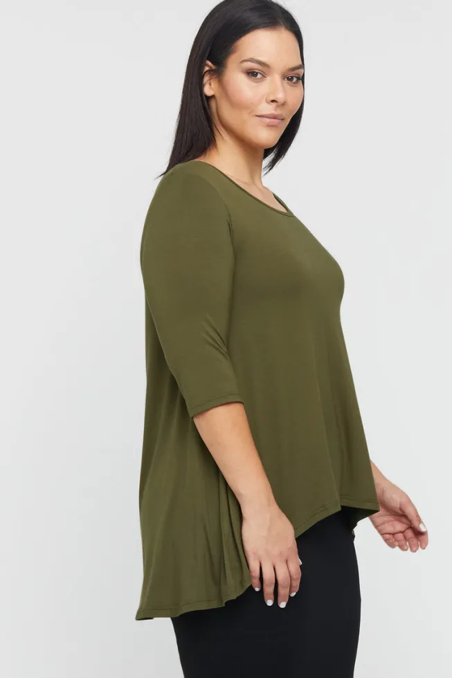 Hi Lo Hem Top - Dark Olive