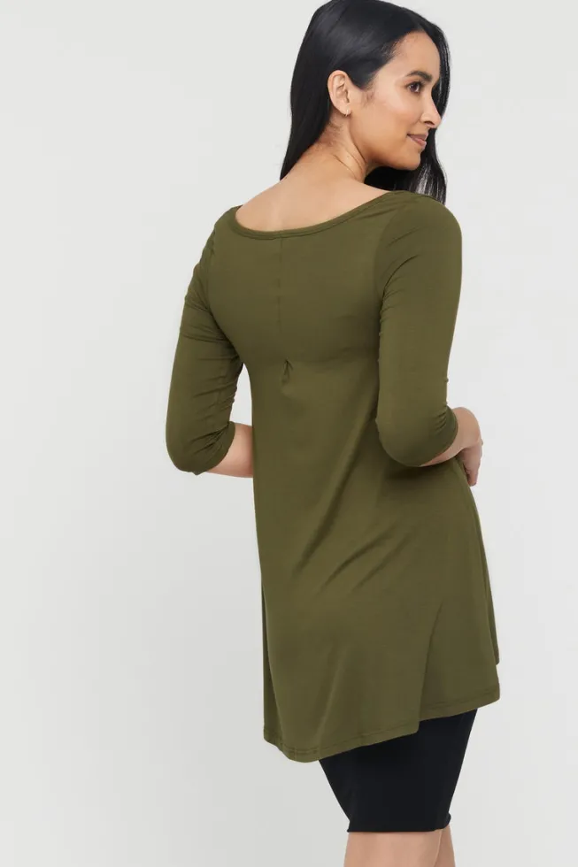 Hi Lo Hem Top - Dark Olive
