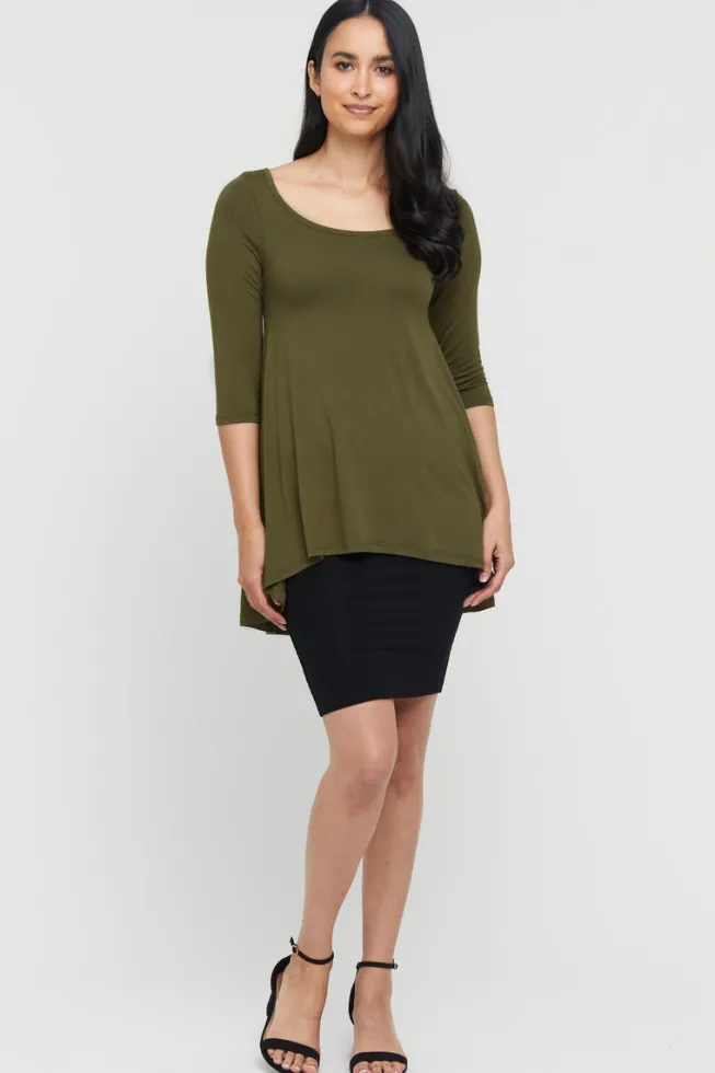 Hi Lo Hem Top - Dark Olive