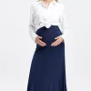 Lana Long Maternity Skirt - Navy