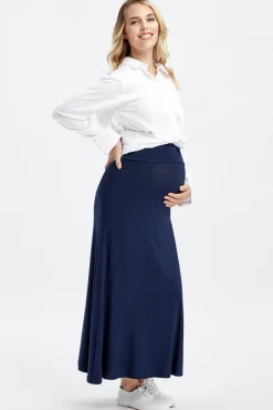 Lana Long Maternity Skirt - Navy