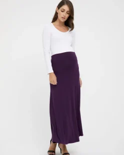 Lana Long Maternity Skirt - Plum