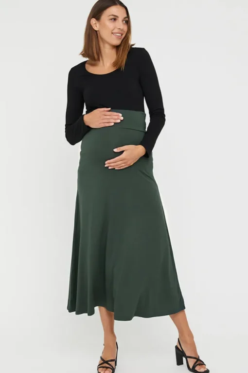 Lana Long Maternity Skirt - Forest