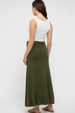 Lana Long Maternity Skirt - Dark Olive
