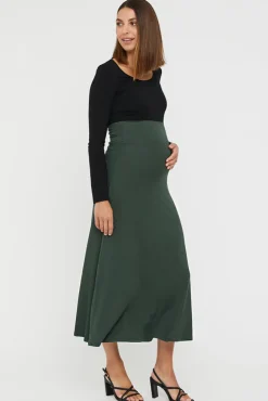 Lana Long Maternity Skirt - Forest