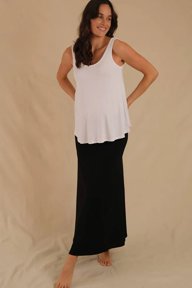 Lana Long Maternity Skirt - Black