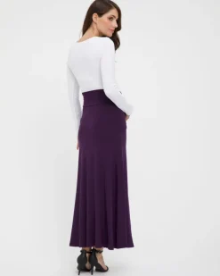 Lana Long Maternity Skirt - Plum