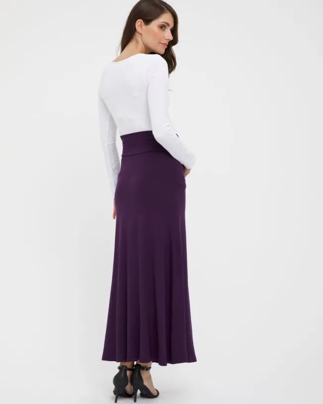 Lana Long Maternity Skirt - Plum