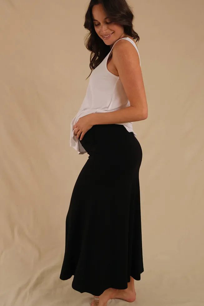 Lana Long Maternity Skirt - Black